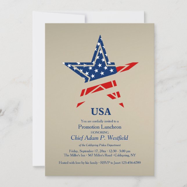 Invitación Patriótica de Oro de Estados Unidos (Anverso)