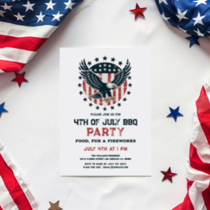 Invitación Patriótica Retro BBQ Águila Americana