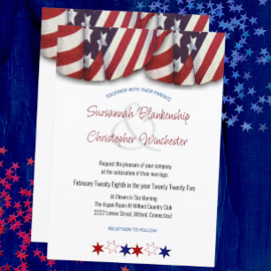 Invitación Patriótica Rojo Blanco Azul con Banderí