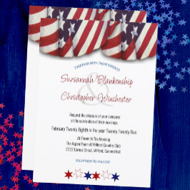 Invitación Patriótica Rojo Blanco Azul con Estrell