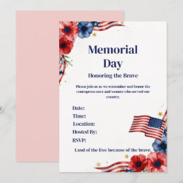 Invitación Patriótica USA Rojo Blanco Azul