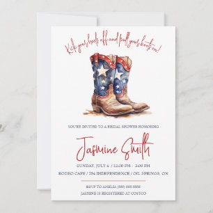 Invitación Patriótico 4 de julio, Cowgirl Boots Bridal Shower