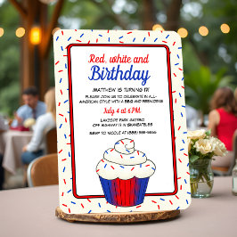 Invitación Patriótico 4 de Julio Divertido Vainilla Cupakes C