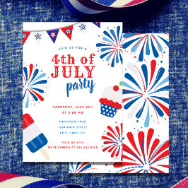 Invitación Patriótico 4 de julio Fiesta de fuegos artificiale