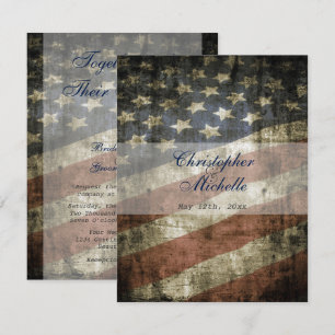 Invitación Patriótico Bandera Estadounidense Boda de Vintage