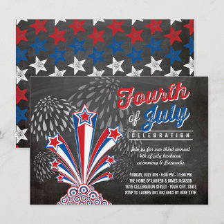 Invitación Patriotismo de fuegos artificiales 4 de julio Fies