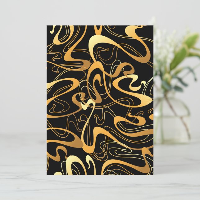 Invitación Patrón abstracto de remolino dorado (Anverso de pie)