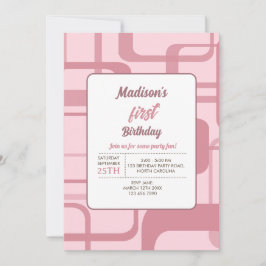 Invitación Patrón abstracto de retro rosado