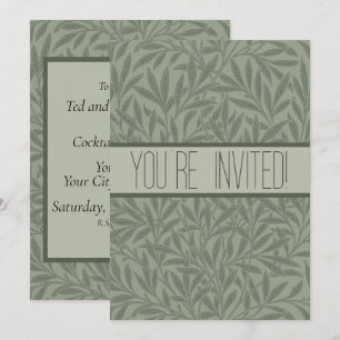 Invitación Patrón Antiguo de Sauce de William Morris Verde Sa