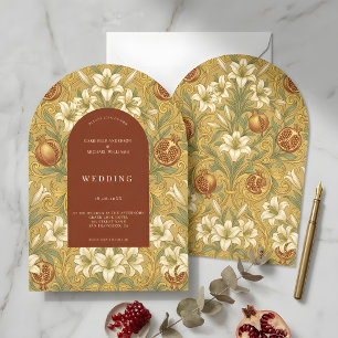 Invitación Patrón Antiguo Floral de Arco de Lirio Modernista