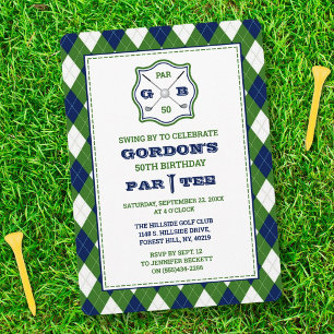 Invitación Patrón Argyle moderno Golf Cualquier Edad Cumpleañ