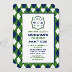 Invitación Patrón Argyle moderno Golf Cualquier Edad Cumpleañ
