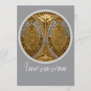 Invitación Patrón Art Déco de Plata y Oro