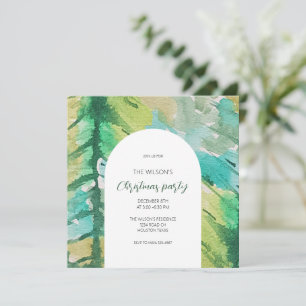 Invitación Patrón Artístico de Árbol de Navidad en Acuarela