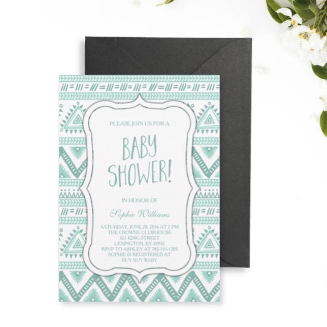 Invitación Patrón Azteca Tribal Bebé Baby Shower (Subido por el creador)
