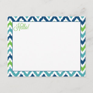 Invitación Patrón azul Aqua Verde Zigzag Ikat