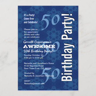 Invitación Patrón azul moderno G212