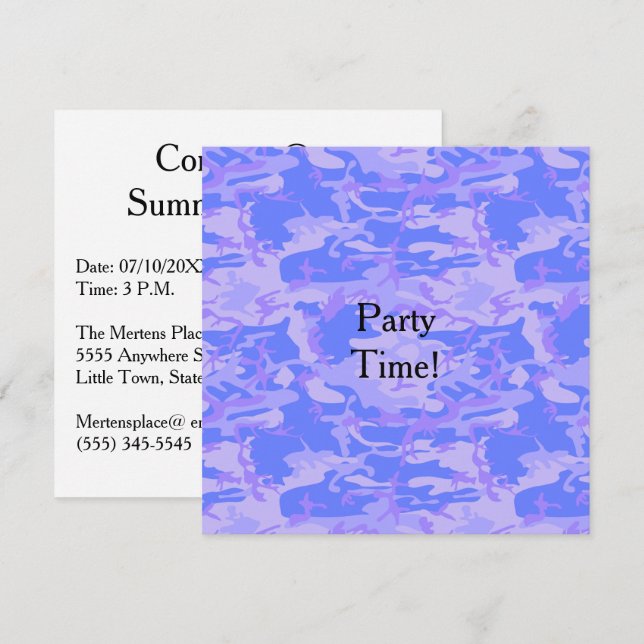 Invitación Patrón azul Pastel de la colección de verano (Anverso / Reverso)