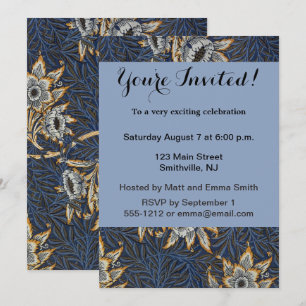 Invitación Patrón azul Willow de William Morris Tulip