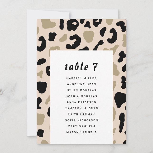 Invitación Patrón beige gris. Carta moderna de asientos para  (Anverso)