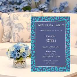 Invitación Patrón Birthday-Leopard-Azul-