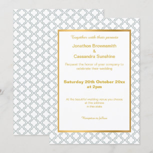 INVITACIÓN PATRÓN BLANCO SIMPLE Y ELEGANTE DE ORO AQUA