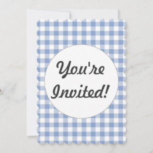 Invitación Patrón clásico de gingham azul claro con estampado