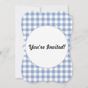 Invitación Patrón clásico de gingham azul claro con estampado