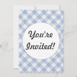 Invitación Patrón clásico de Gingham azul comprobado