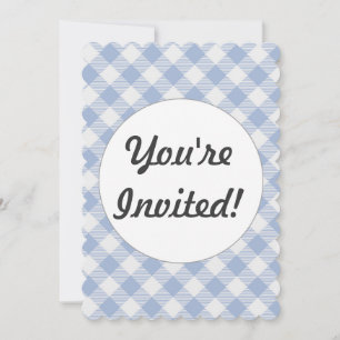 Invitación Patrón clásico de Gingham azul comprobado