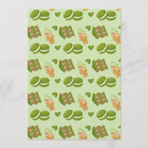 Invitación Patrón continuo de dulces de matcha dibujados a ma