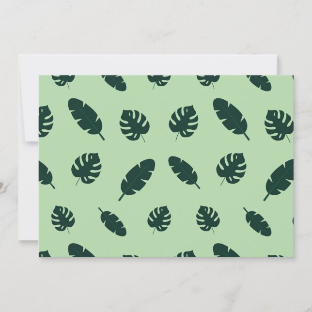 Invitación Patrón continuo de hojas de Monstera y palmeras tr (Anverso)