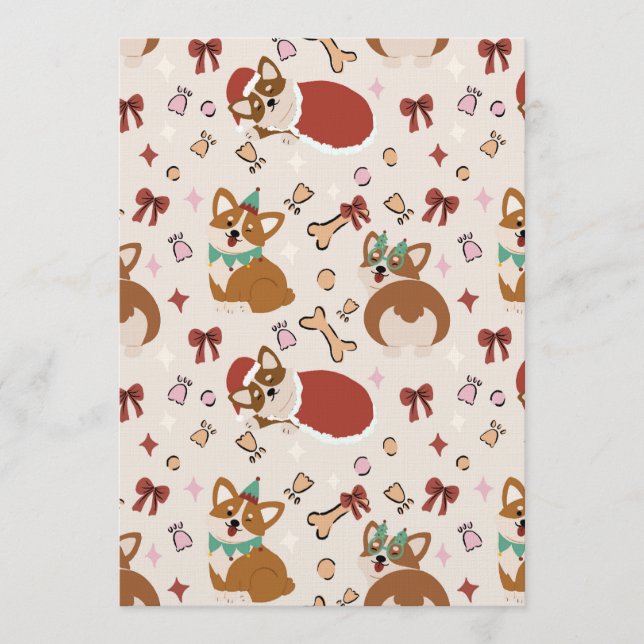 Invitación Patrón continuo de Navidad adorable de Corgi (Anverso)