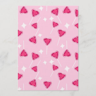 Invitación Patrón continuo de piruleta de corazón rosa lindo