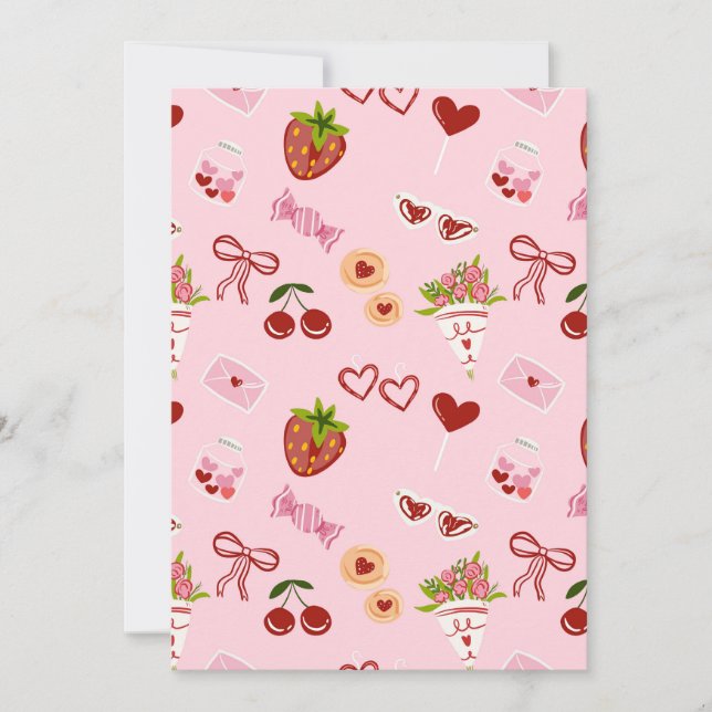 Invitación Patrón continuo de San Valentín adorable – Corazon (Anverso)