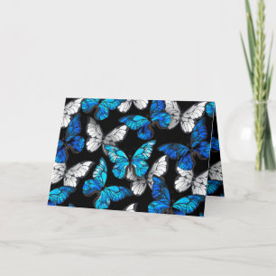 Invitación Patrón continuo oscuro con mariposas azules Morpho