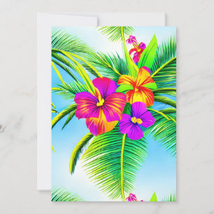 Invitación Patrón continuo tropical hawaiano