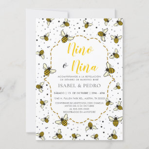 Invitación Patrón de abejas ricas Revelación de género españo