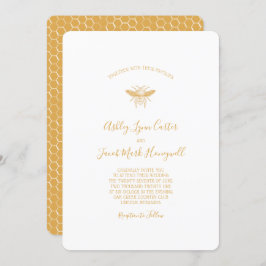 Invitación Patrón de abejas y abejas doradas