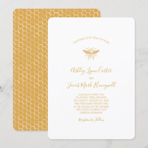 Invitación Patrón de abejas y abejas doradas