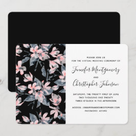 Invitación Patrón de acuarela floral rosa y gris virtual
