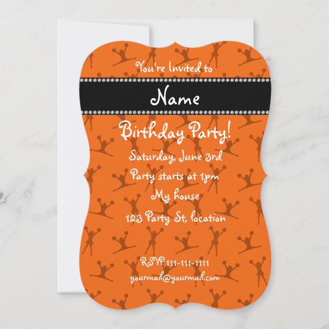 Invitación Patrón de animador naranja de nombre personalizado (Anverso)