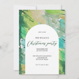 Invitación Patrón de árbol azul acuarela de Navidades artísti