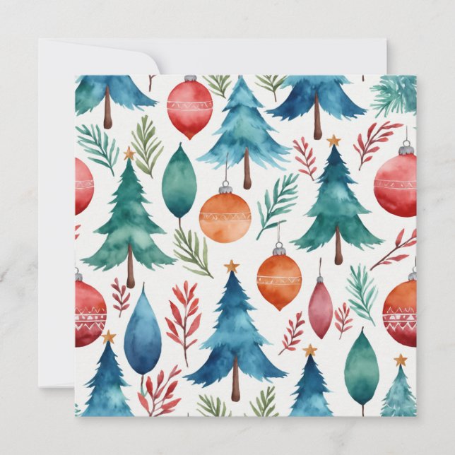 Invitación Patrón de árbol de Navidad (Anverso)