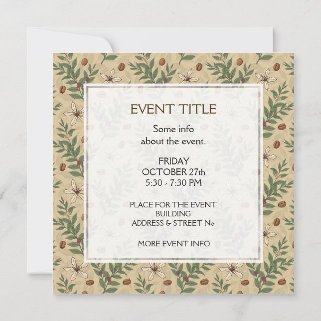 Invitación Patrón de árbol del café (Reverso)