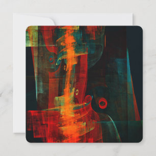 Invitación Patrón de arte abstracto moderno azul rojo naranja