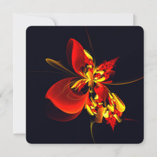Invitación Patrón de arte abstracto moderno floral rojo amari