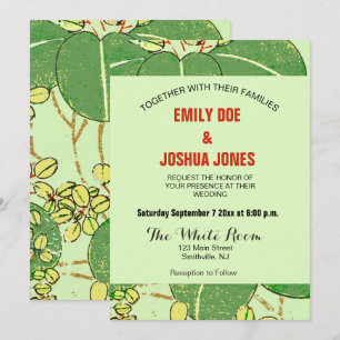 Invitación Patrón de arte botánico floral de hoja japonesa
