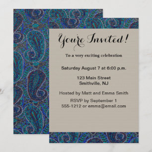 Invitación Patrón de arte del Boho indio azul Paisley