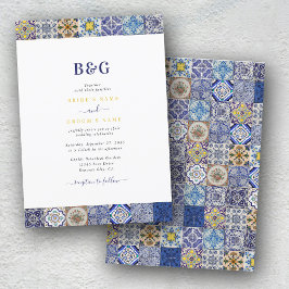 Invitación Patrón de azulejos portugueses mediterráneos Boda